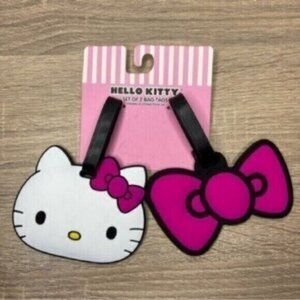 Hello Kitty Pink Bow Luggage Travel Bag Tag 2-Piece Set NWT